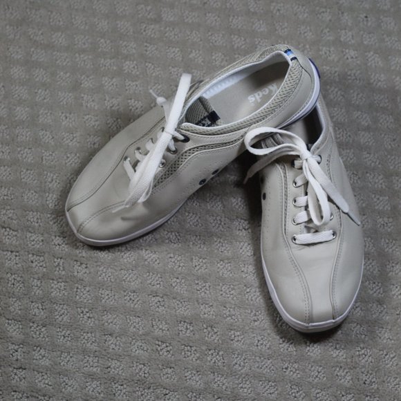 Keds Prestige Size 10 Taupe Leather Sneakers with Arch Support  - LIKE NEW - Picture 1 of 6